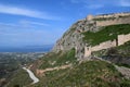 View from Acrocorinth fortress, the acropolis of ancient Corinth, Royalty Free Stock Photo